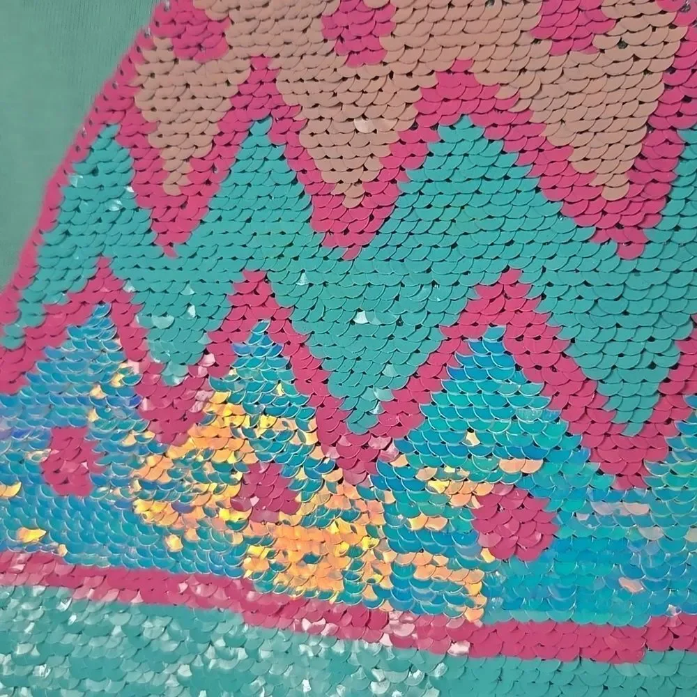 NWT Girls Flip Sequin Easter Bunny Egg Tee Aqua Knit Top The Children’s Place